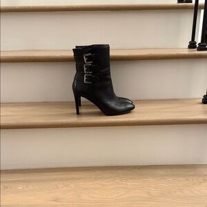 Nine West Black Heeled Boots with Triple Buckle